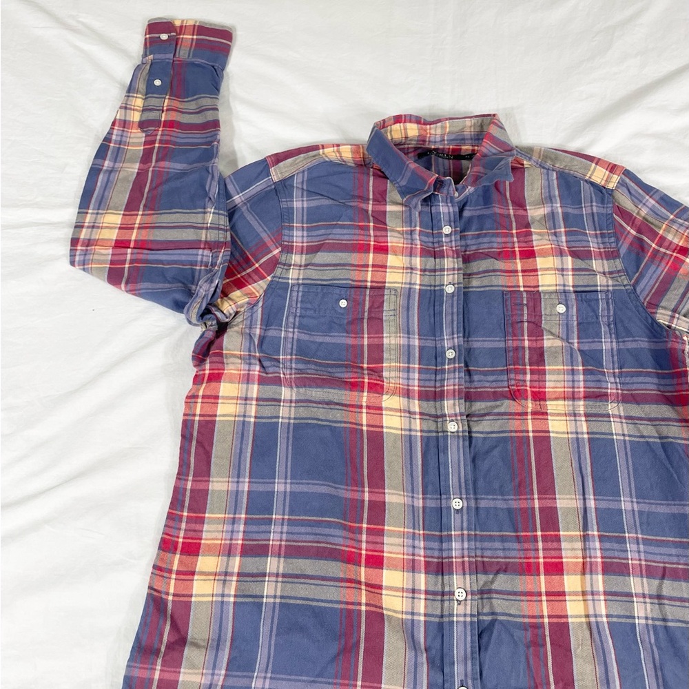 VTG Lauren Ralph Lauren Women Multicolor Long Sleeve Button Up Shirt Size XL - Picture 3 of 10